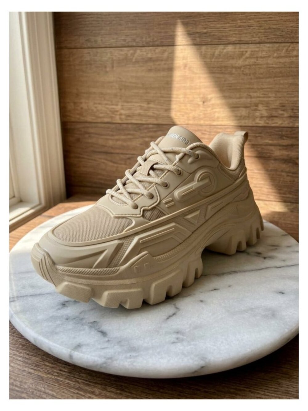 Women's Chunky Platform Fashion Sneakers Mesh PU Lace Up Athletic Shoes